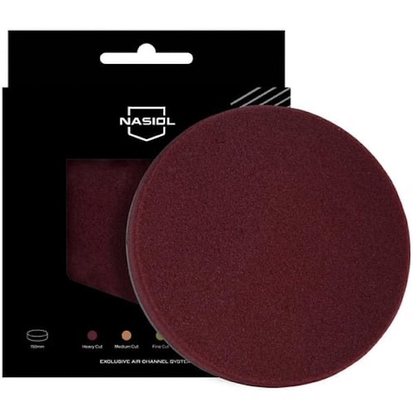 Nasiol Polierpad – Heavy Cut 150 mm (Burgund-rot) mit Air-Channel-System