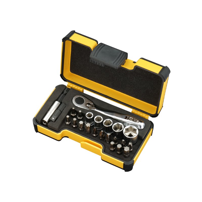 Felo - XS 23 - Werkzeugsatz 1/4 mit Miniratsche 23-tlg. Strongbox