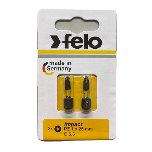 Felo - Impact Bits Pozidriv 25mm - 2-er Packs in Größen PZ 1 - PZ 3 wählbar