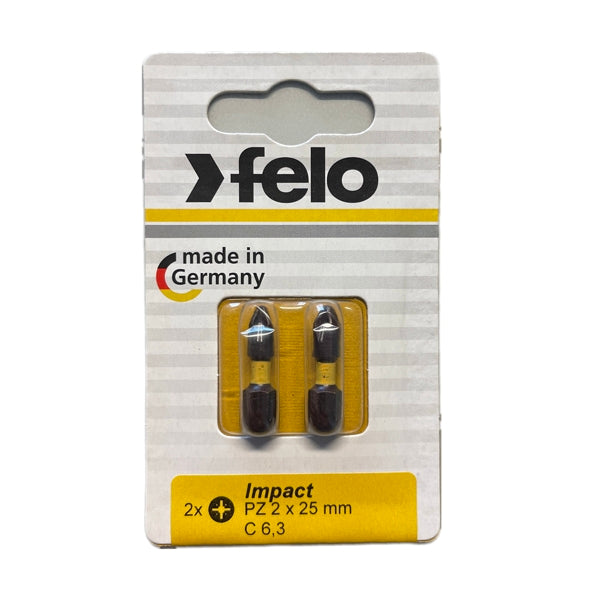 Felo - Impact Bits Pozidriv 25mm - 2-er Packs in Größen PZ 1 - PZ 3 wählbar