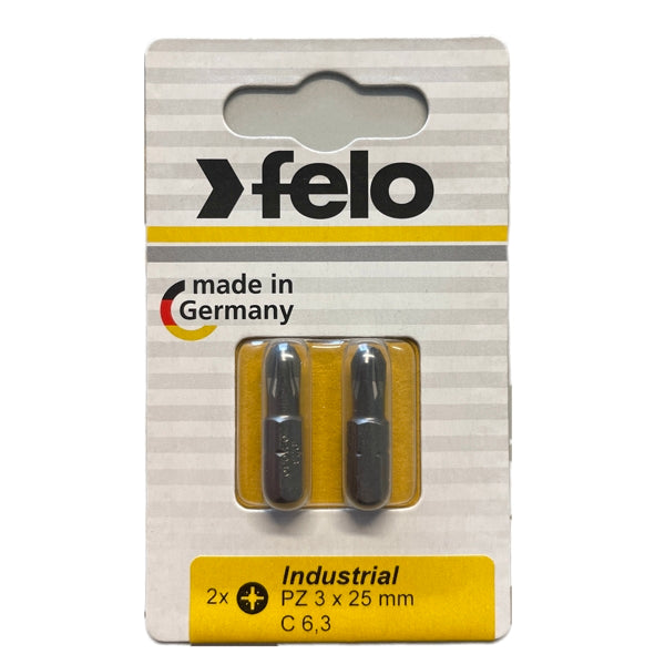 Felo - Industrie Bits Pozidriv 25mm - 2-er Packs in Größen PZ 1 - PZ 3 wählbar