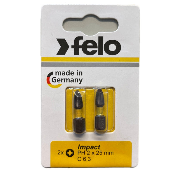 Felo - Impact Bits Philips 25mm - 2-er Packs in Größen PH 1 - PH 3 wählbar