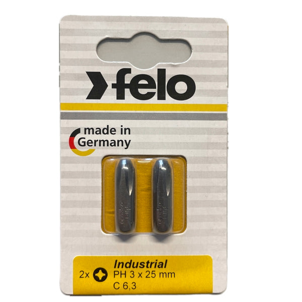 Felo - Industrie Bits Philips 25mm - 2-er Packs in Größen PH 1 - PHZ 3 wählbar