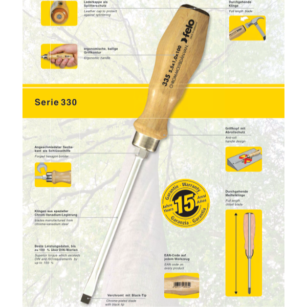 Felo- Serie 337 - Phillips Schraubendreher mit Holzgriff Gr. PH1-PH2 wählbar