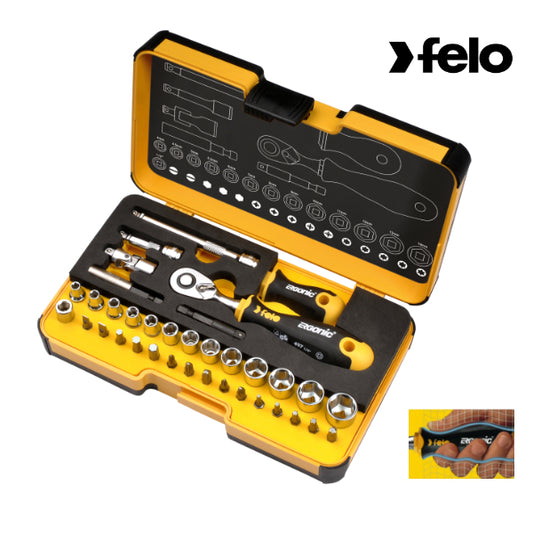 Felo - R-GO XL - Werkzeugsatz 1/4 mit ERGONIC Ratsche 36-tlg. -"