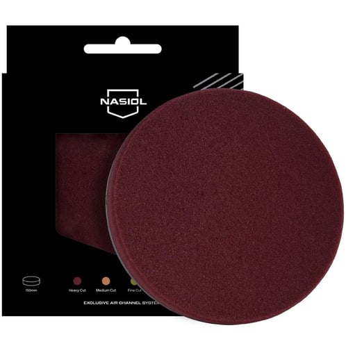 Nasiol Polierpad – Heavy Cut 150 mm (Burgund-rot) mit Air-Channel-System