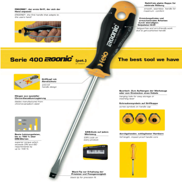 Felo - ERGONIC - TORX®-Schraubendreher mit 3K-Griff Serie 408-Gr. T7 - T40