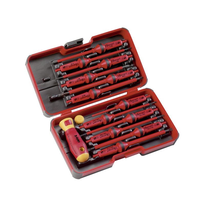 Felo - E-smart VDE - Wechselklingen in XL-Strongbox, 14-tlg. SL/PH/PZ/TORX® -