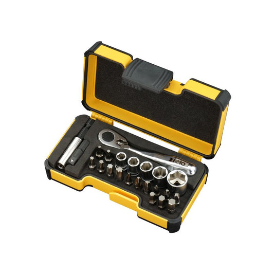 Felo - XS 23 - Werkzeugsatz 1/4 mit Miniratsche 23-tlg. Strongbox