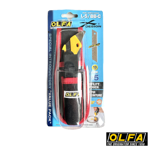 Olfa L-5 Cutter +5 Klingen LBB 18mm +Tasche Sparpack Set - Feststellrad