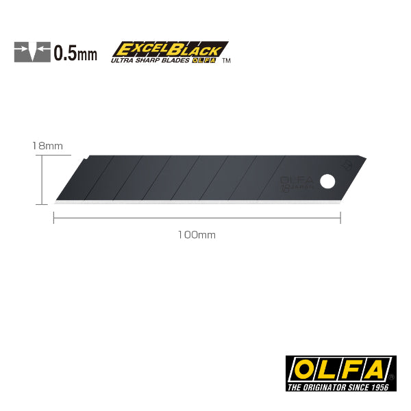 OLFA LBB-10B (10tlg.) Ersatz -Klingen, 18mm Excel-Black -  10-er Pack