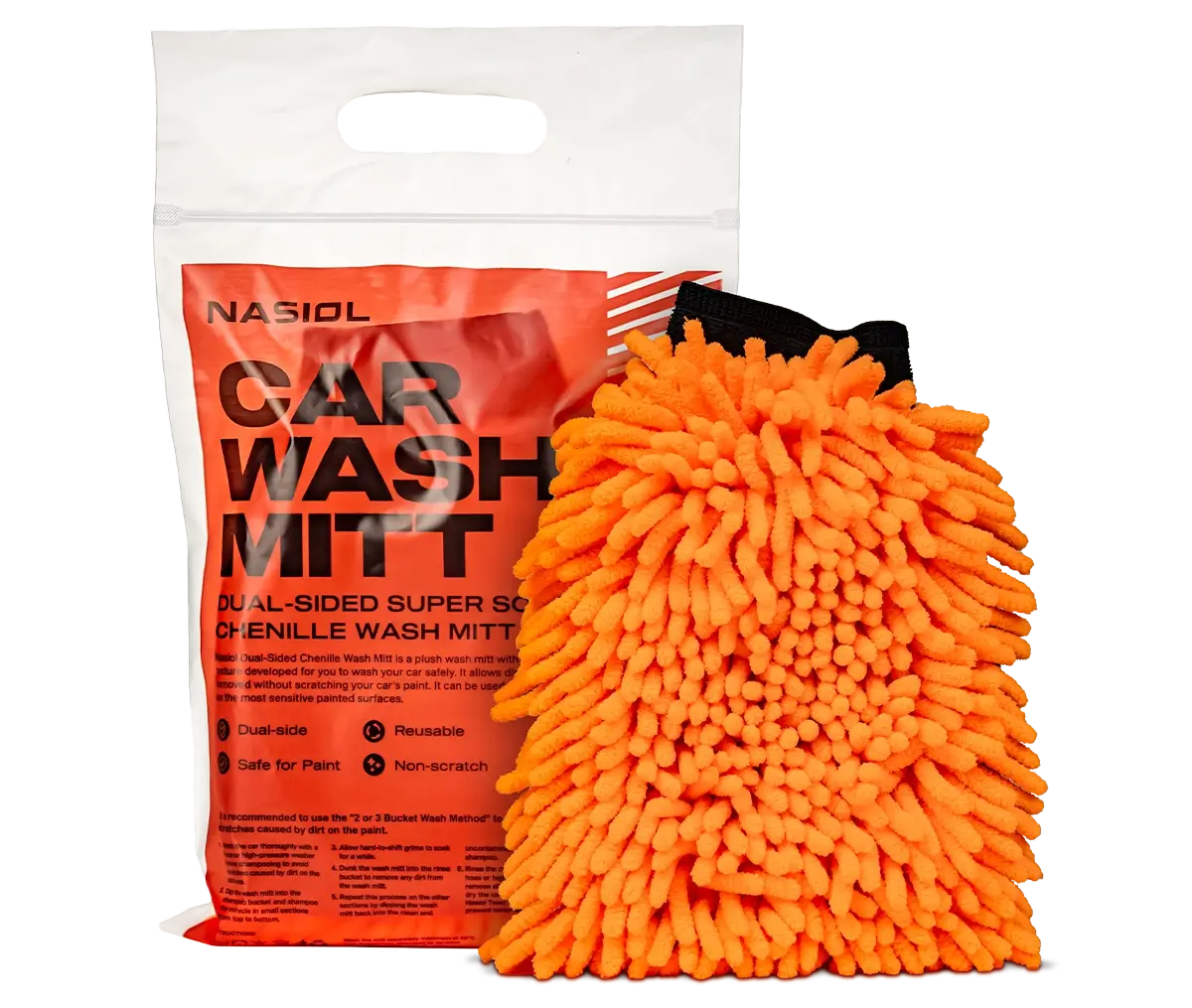 Nasiol CAR WASH MITT Zweiseitiger, superweicher Chenille-Waschhandschuh