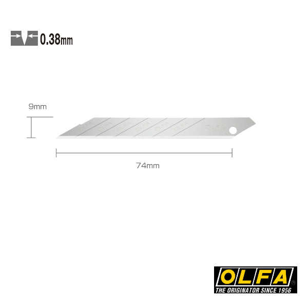 Olfa SAB-10 (10tlg) Ersatz-Klinge 30° Abbrechklinge für Cutter SAC-1, 9mm