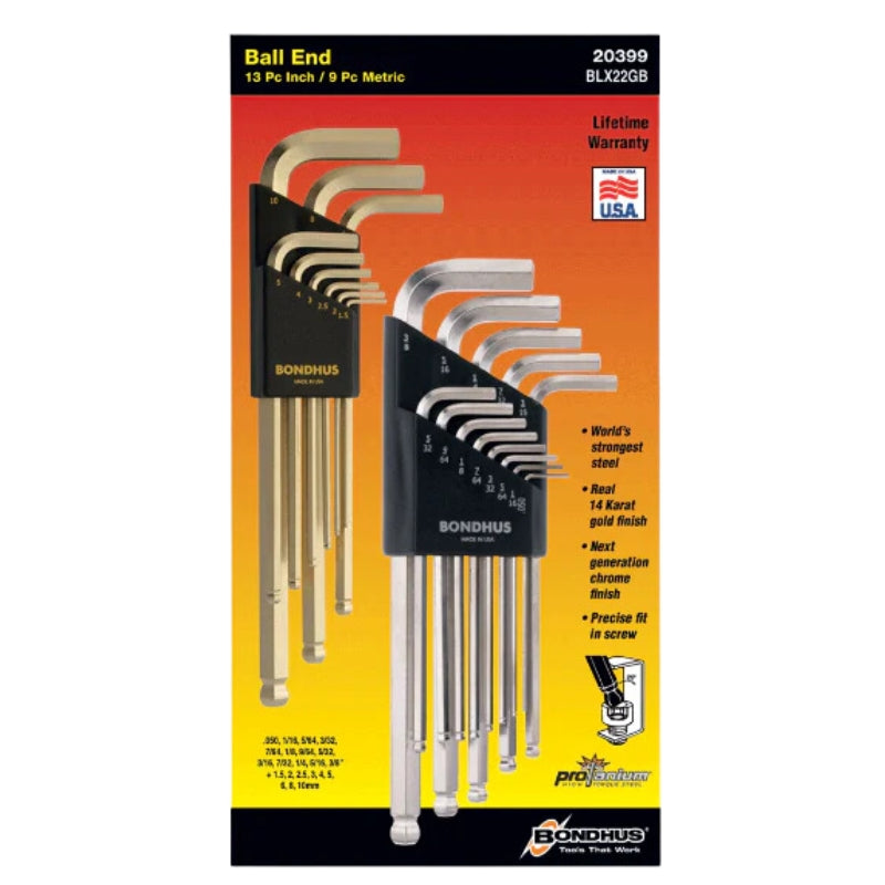 Bondhus 22-tlg. Set. BriteGuard™ and GoldGuard™ Ball End 26937+ 38099