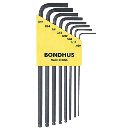 Bondhus BLX8 8-er Set. Inch Winkelschlüssel Ball End mit Kugelkopf. 050-5/32