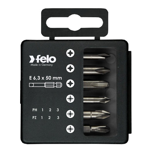 Felo - Profi Bit-Box Industrie, E 6,3 x 50 mm 6-tlg. PZ/PH in Plastikbox