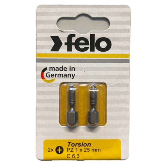 Felo - Torsion Bits Pozidriv 25mm - 2-er Packs in Größen PZ 1 - PZ 3 wählbar