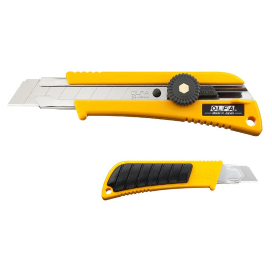 OLFA L-2 Heavy-Duty Cutter 18mm mit Feststellrad, rutschfester Gummigriff