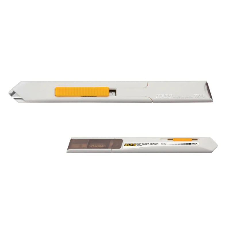 Olfa TS-1 Cuttermesser mit 2 extra Klingen, mit Feder auf der Schneide